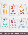 Printable Animal Korean Number Flashcards
