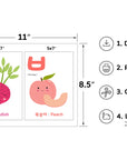 Printable Korean Fruit+Vegetable (과일, 야채) Flashcards Bundle