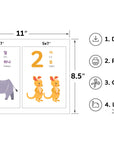 Printable Animal Korean Number Flashcards