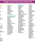 Printable 190 Korean Vocabulary Things Around the House Flashcards