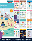 Printable SET of 18 Educational Spanish Bilingual Posters