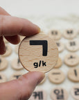 60 Wooden Korean Alphabet Letters, Consonants, Vowels Discs