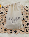 60 Wooden Korean Alphabet Letters, Consonants, Vowels Discs