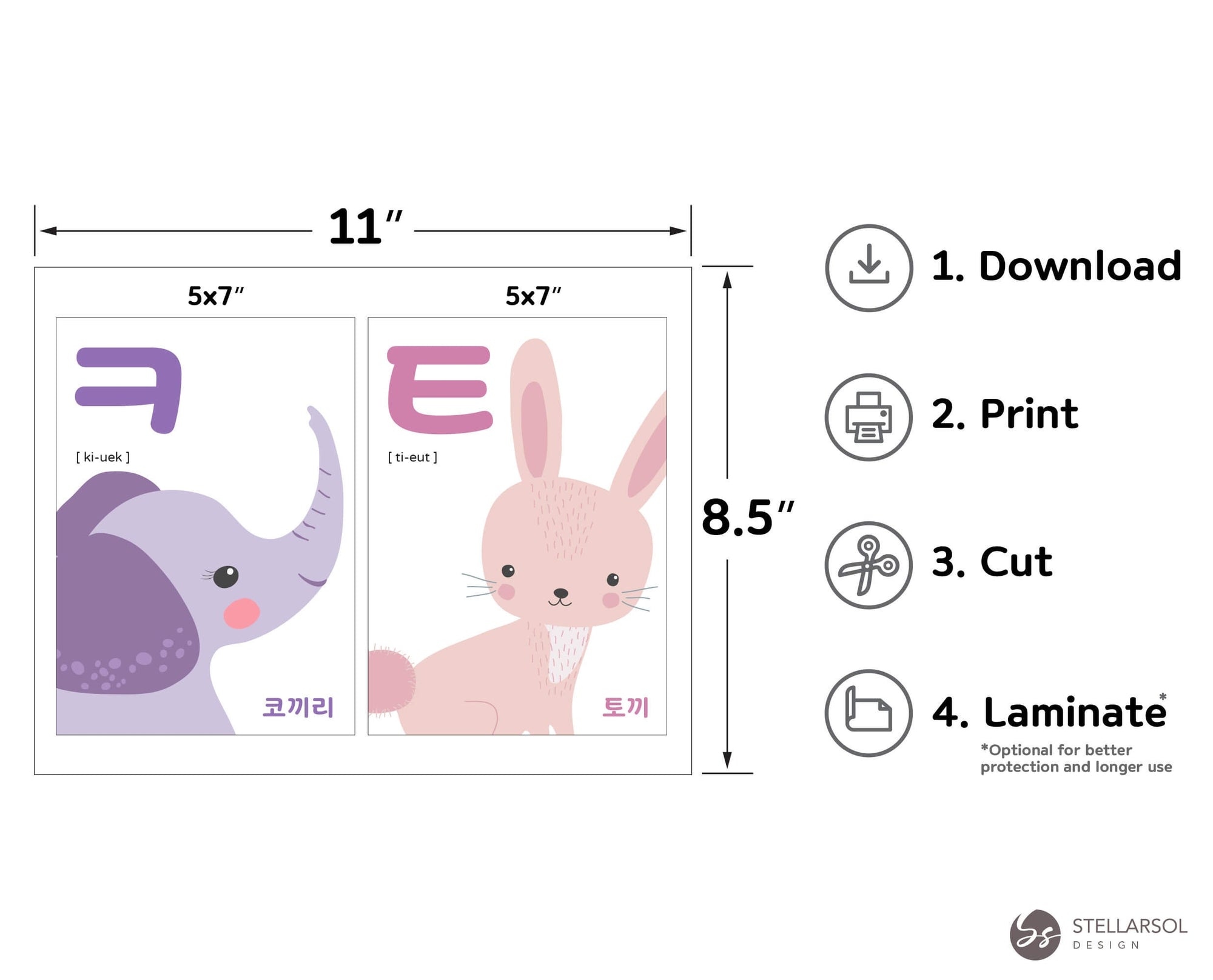 Printable Korean Animal Hangul Flashcards