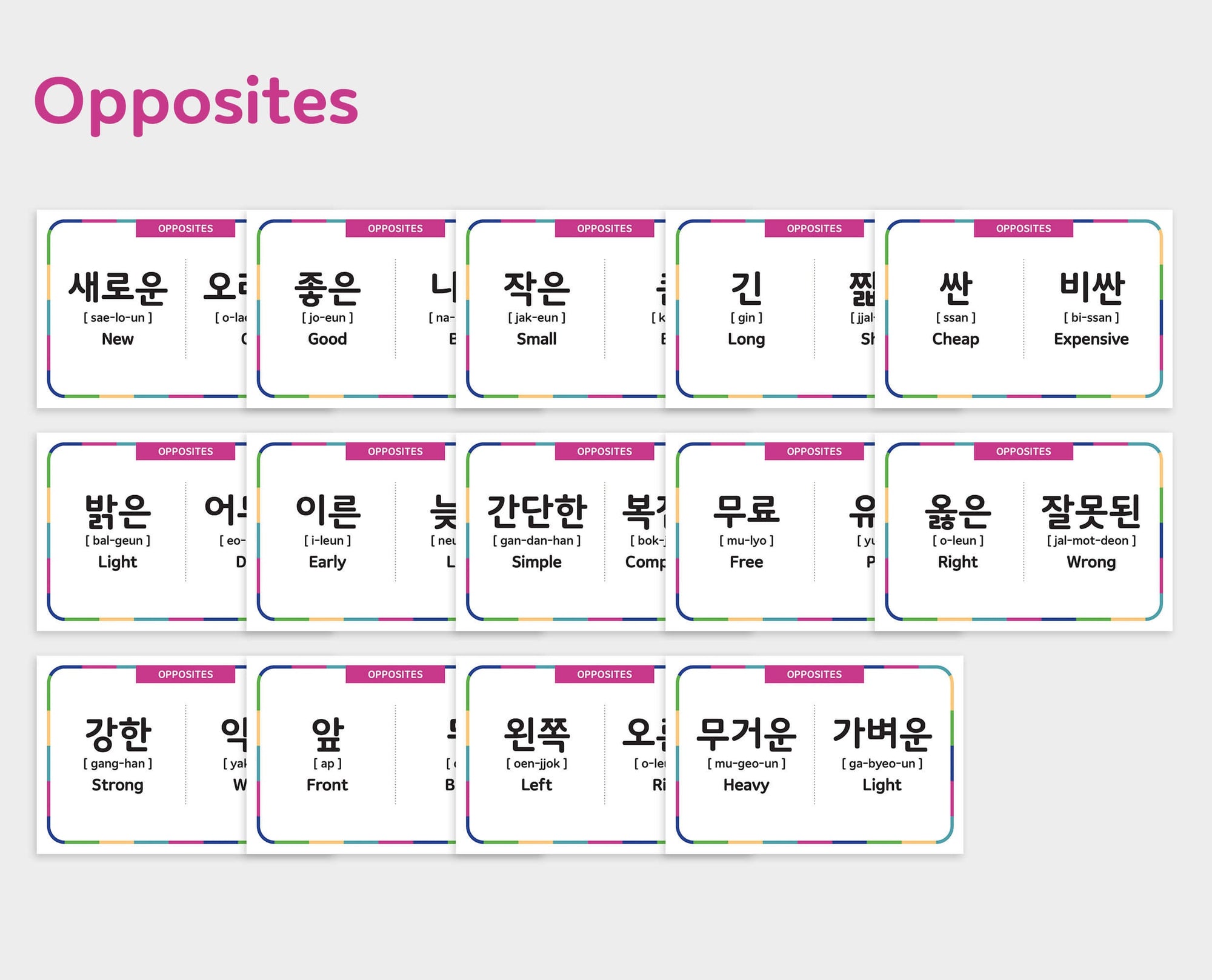 Printable Korean Basic Phrases Flashcards
