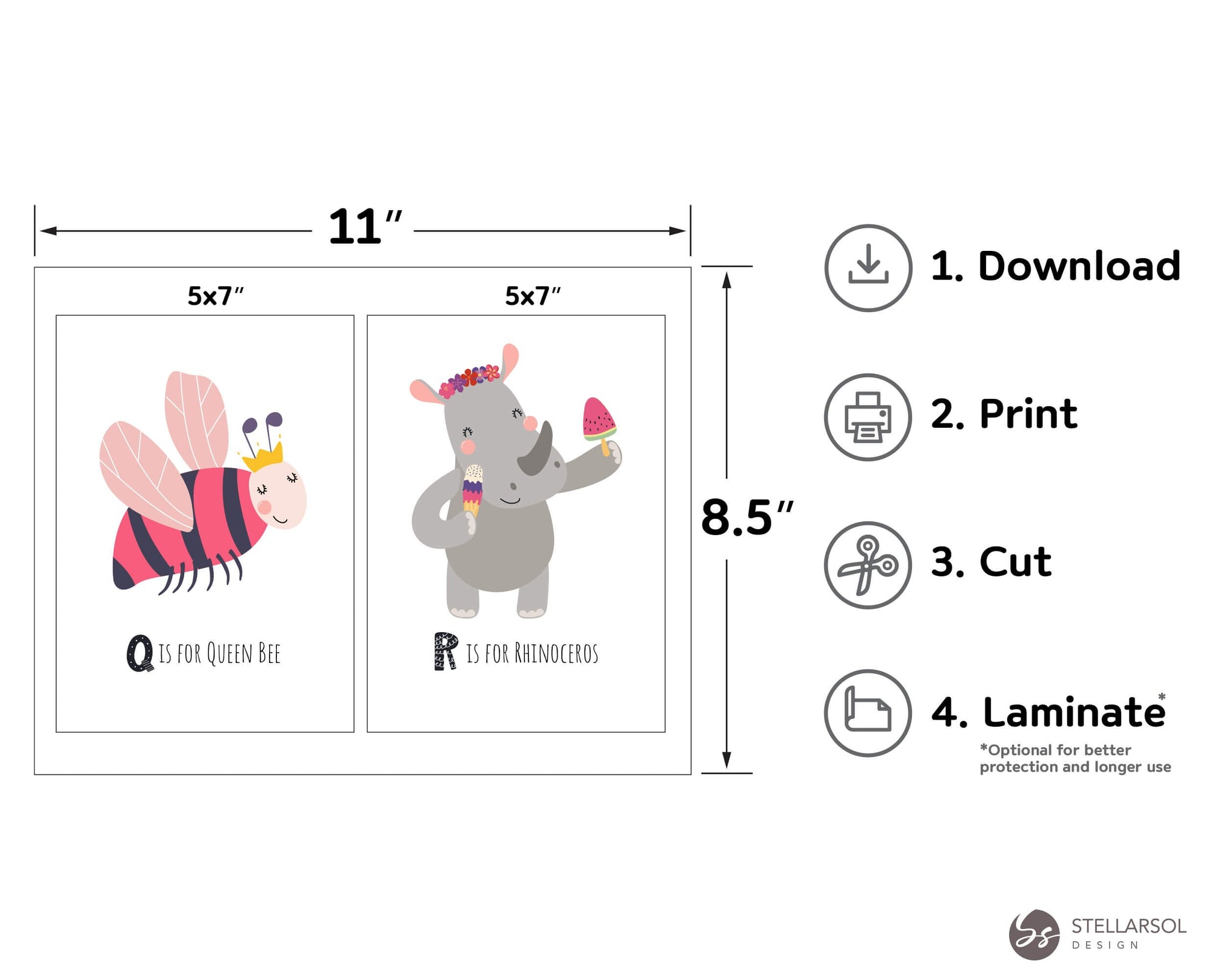 Printable Fun Pattern ABC Animal Alphabet Flashcards