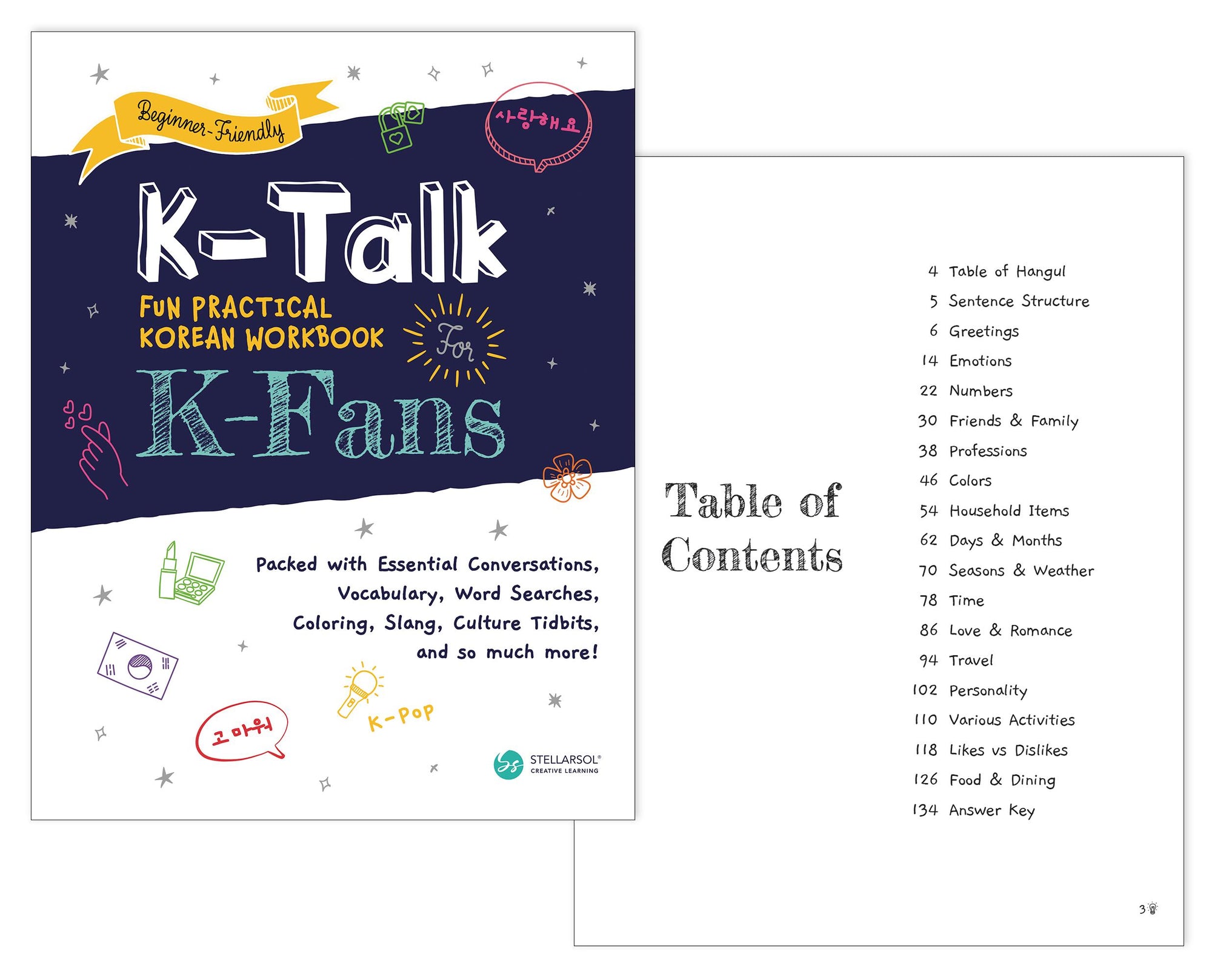 Printable K-Talk Fun Practical Korean Workbook for K-Fans