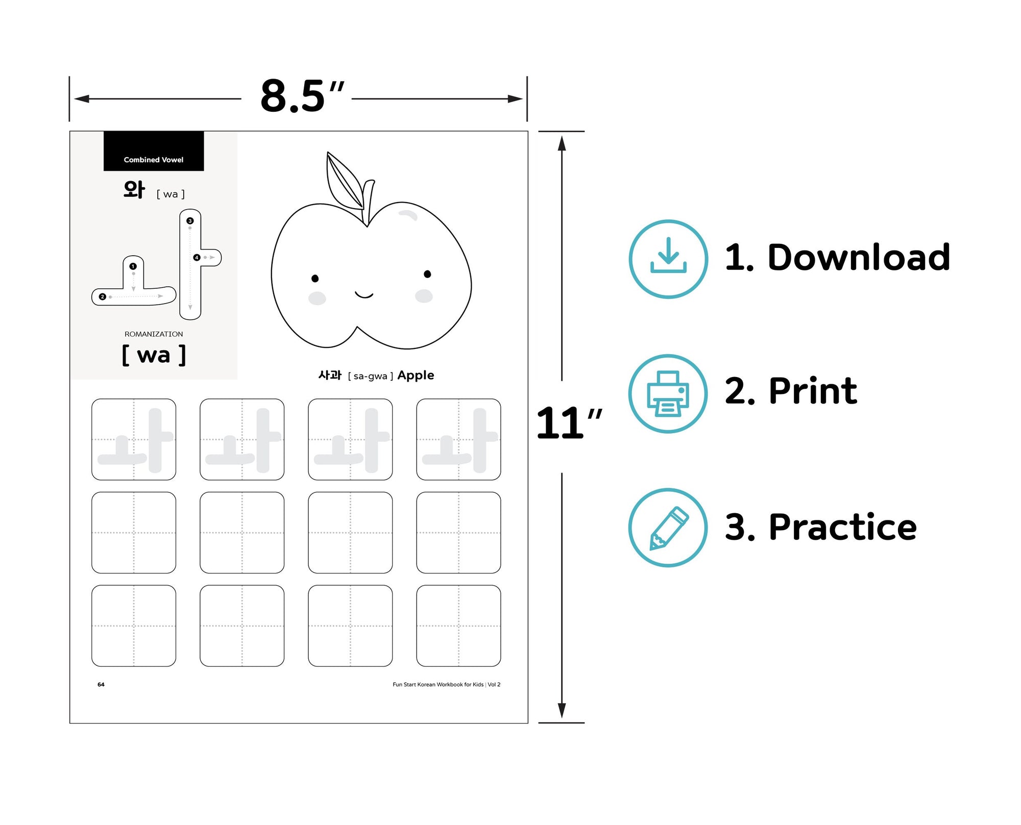 Printable Korean Workbook for Kids 2