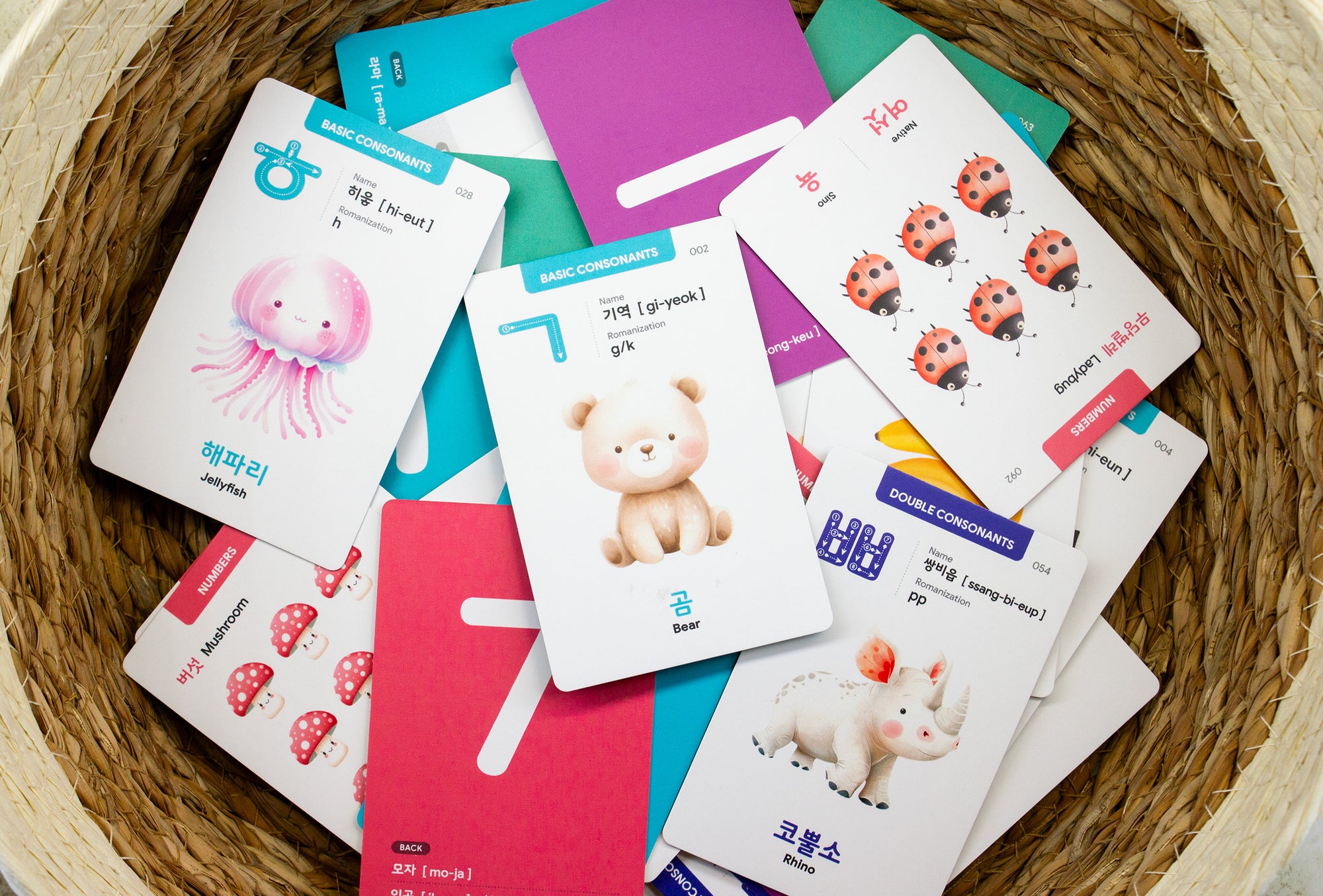 55 Korean Hangul Flashcards for Beginners: 40 Hangul+10 Numbers+10 Colors