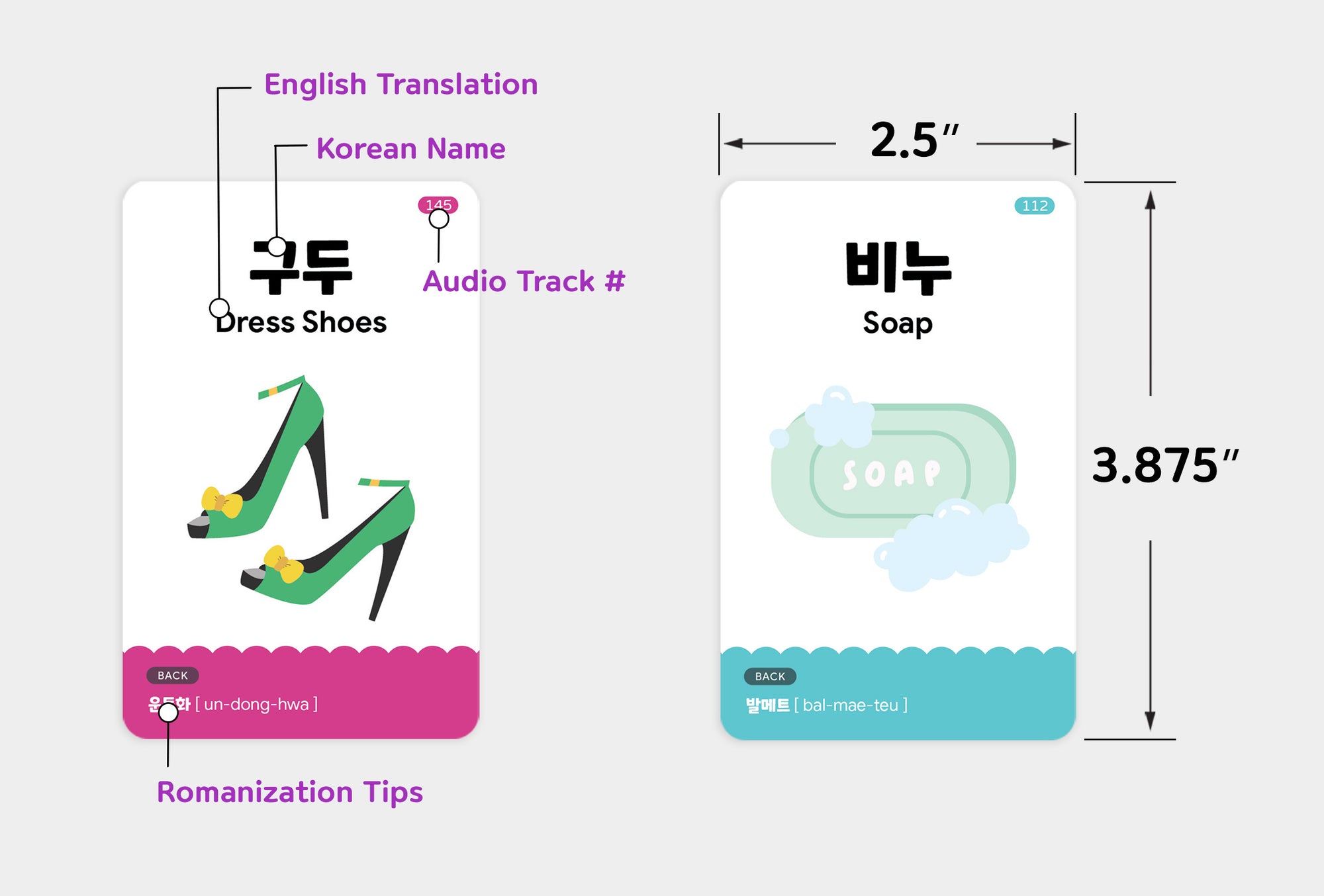 2-Pack Beginner Flashcards Gift Set - Hangul+Things Voc with MP3 Audio