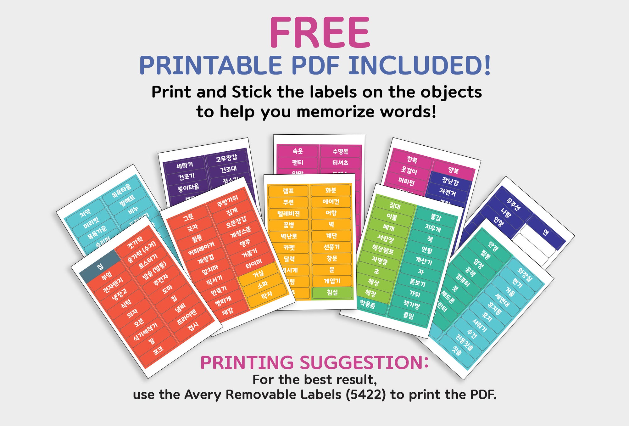 2-Pack Beginner Flashcards Gift Set - Hangul+Things Voc with MP3 Audio