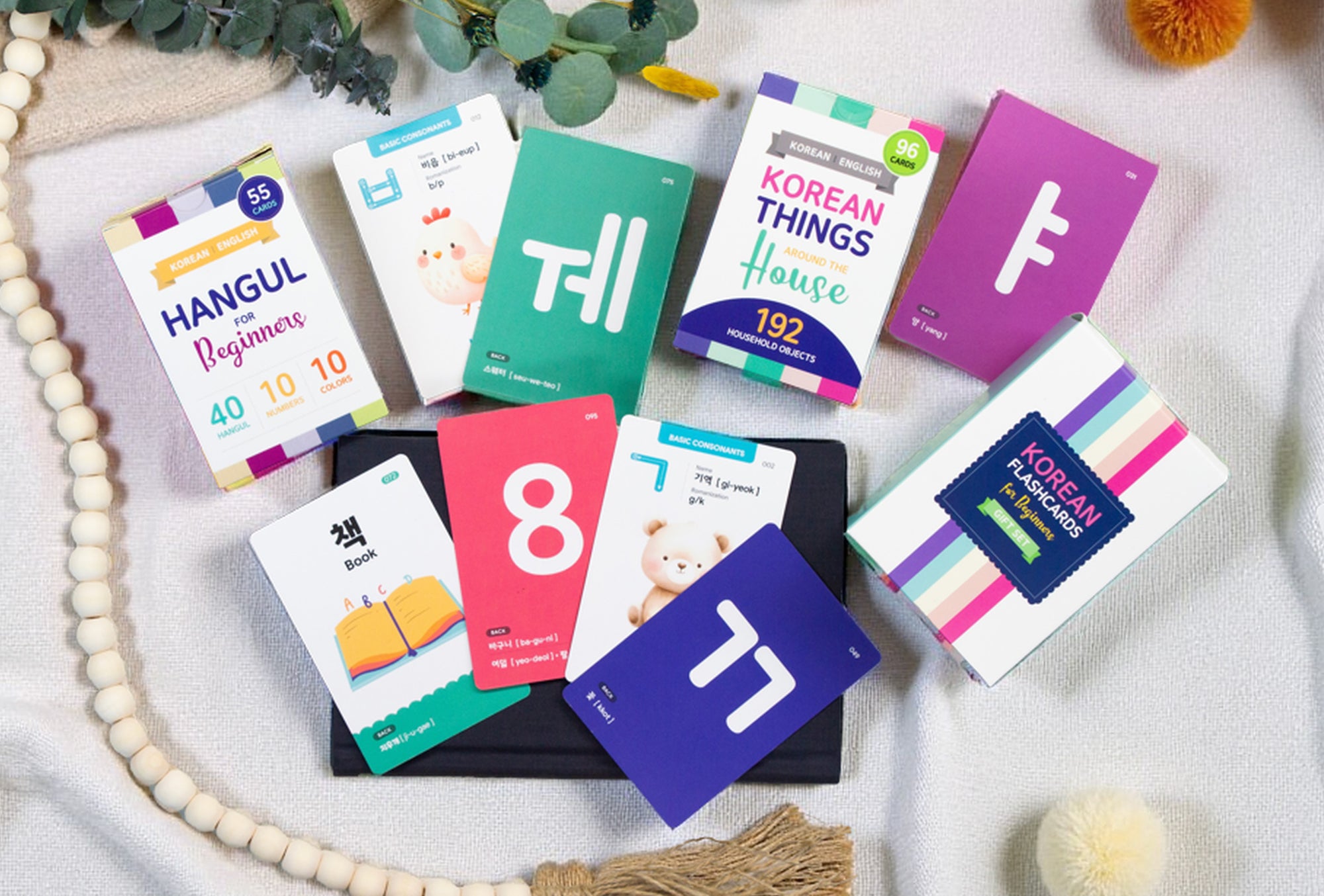 2-Pack Beginner Flashcards Gift Set - Hangul+Things Voc with MP3 Audio