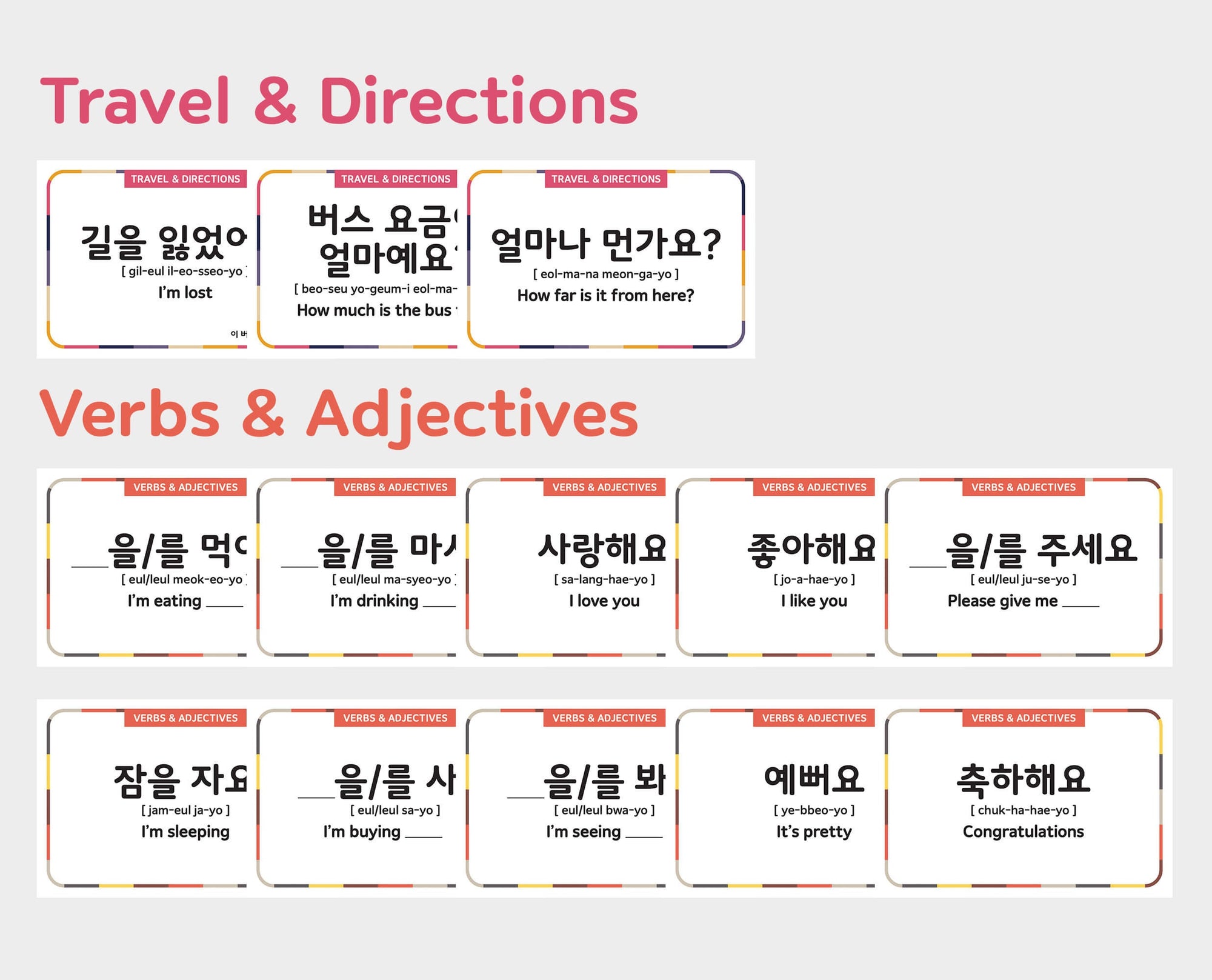 Printable Korean Basic Phrases Flashcards