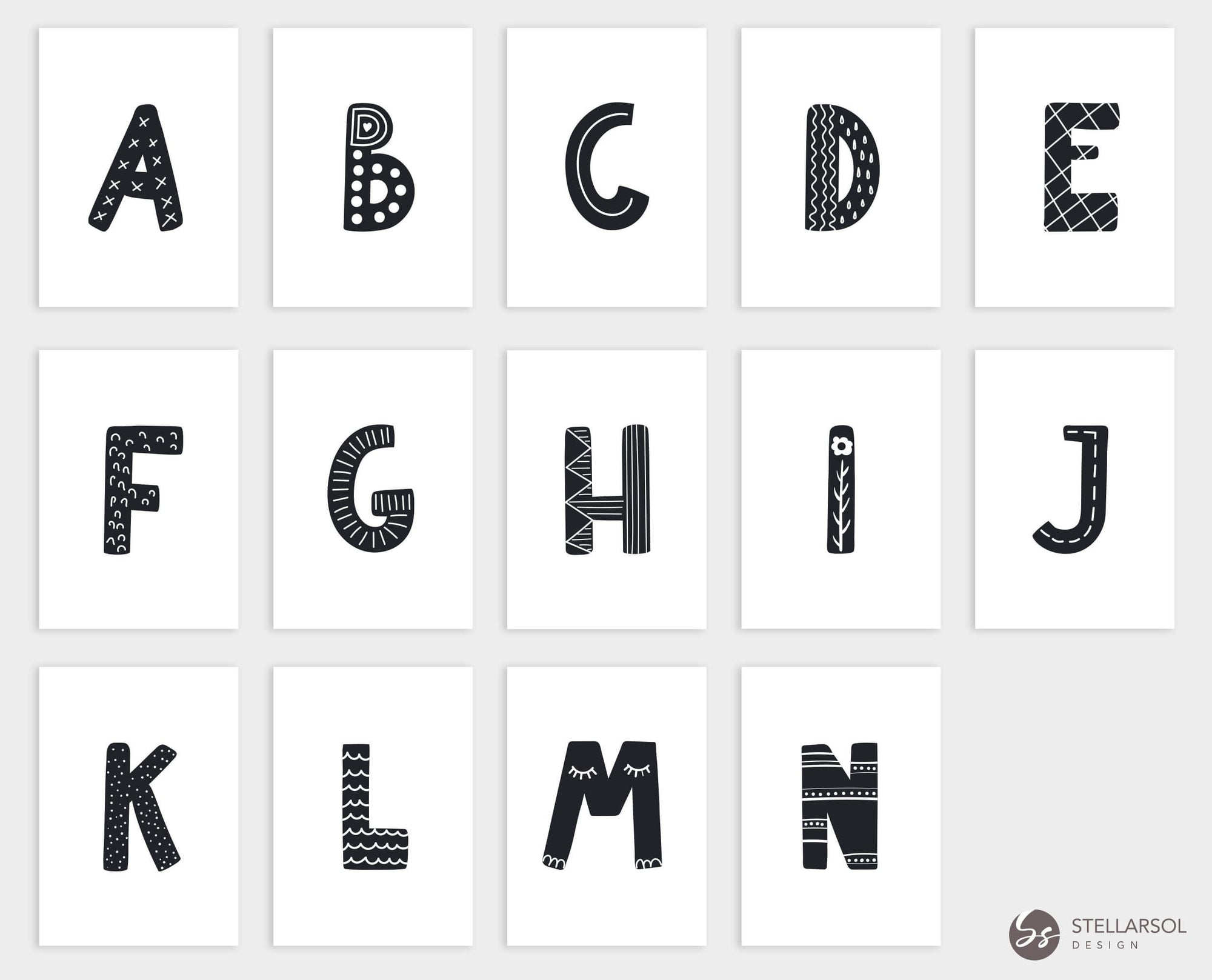 Printable Fun Pattern ABC Animal Alphabet Flashcards