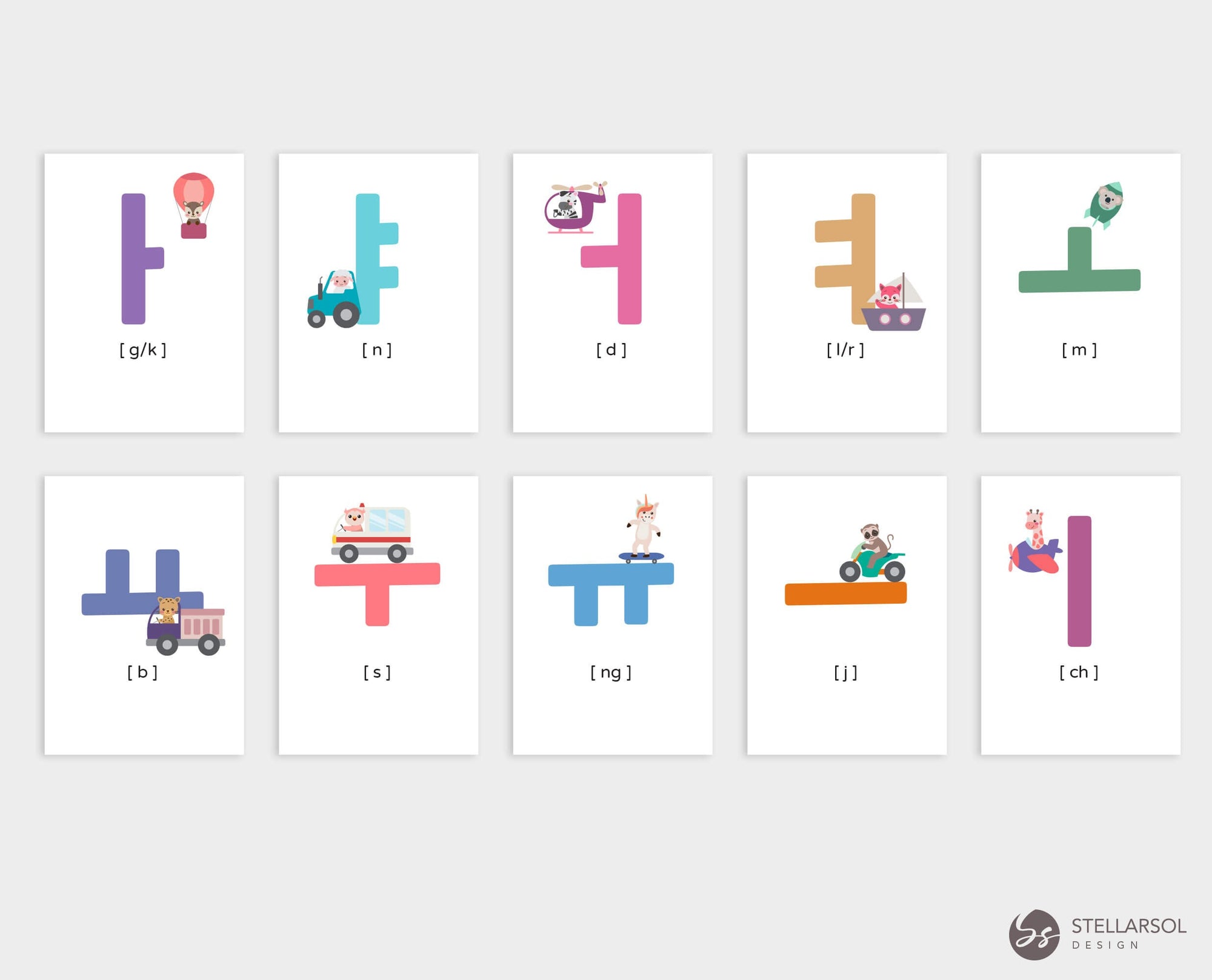Printable Korean Hangul Toy Ride Flashcards